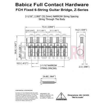 Бридж фиксированный Babicz FCHZ3HTGD Z Series 3 Hole Mount Hard Tail, золото