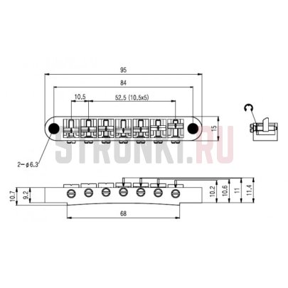 Сэт замковый для семиструнной электрогитары Tune-O-Matic Paxphil BM007-CR, + струнодержатель семиструнный PARTSLAND Stop Bar chrome