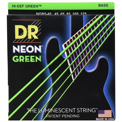 Струны для бас-гитары DR Neon HiDef Green NGB5-130 45-130