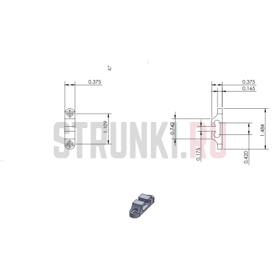 Ретейнер для бас-гитары HIPSHOT 2 струны, 2SR-02G, золото
