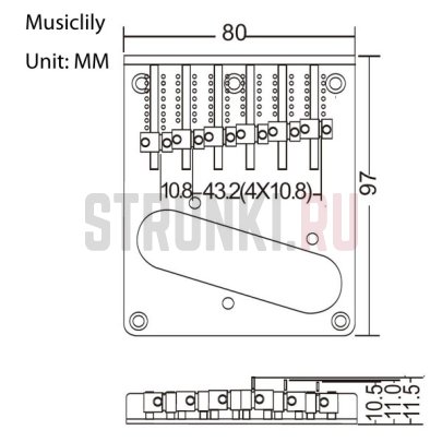 Бридж для Telecaster Musiclily MX1274CR, хром