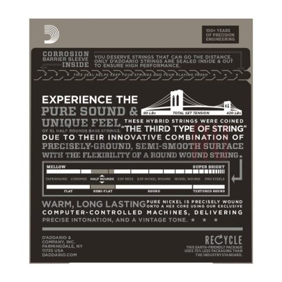 Струны для бас-гитары D'Addario ENR71 Half Rounds 45-100