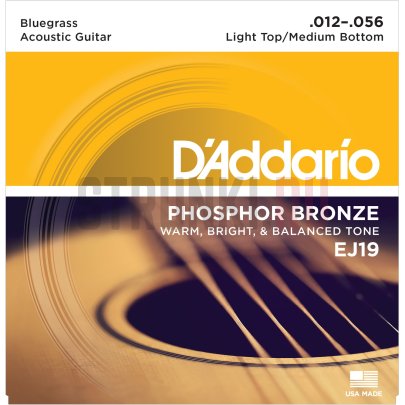Струны для акустической гитары D'Addario Phosphor Bronze EJ19 12-56