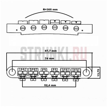 Бридж T-O-Matic Graphtech ResoMax NV1 6MM PM-8863-G0 + Струнодержатель Graphtech ResoMax NV PS-8893-G0