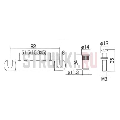 Сет замковый Бридж GOTOH GE-103B-CK + Струнодержатель GOTOH GE-101Z-T, cosmo black