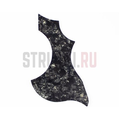 Накладка-лепесток для акустической гитары, Мозеръ PCG-5, передняя, фигурная, чёрная