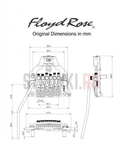 Тремоло система Floyd Rose, FRTX03000, золото
