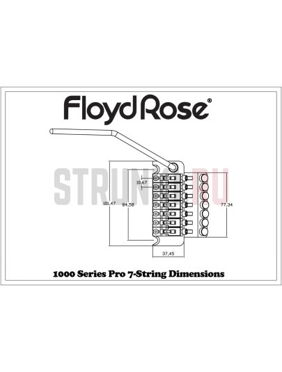 Тремоло система Floyd Rose 1000 Series FRTPS2000, 7 струн, черный