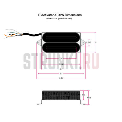 Звукосниматель DiMarzio X2N DP102BK, хамбакер, бриджевый, чёрный
