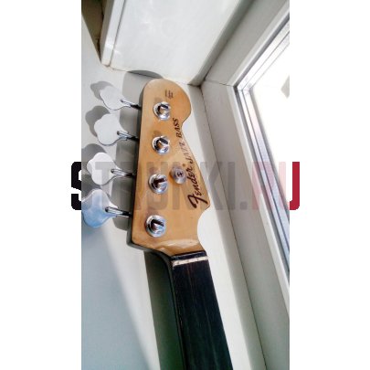 Наклейка декаль на голову грифа гитары "Fender Jazz Bass 1968-1975" Струнки.ру, белый