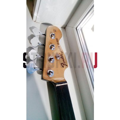 Наклейка декаль на голову грифа гитары "Fender Jazz Bass 1968-1975" Струнки.ру, белый