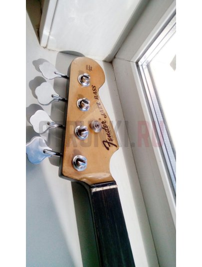 Наклейка декаль на голову грифа гитары "Fender Jazz Bass 1968-1975" Струнки.ру, белый