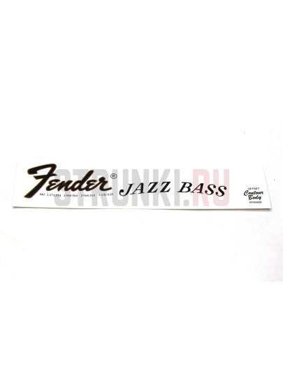 Наклейка декаль на голову грифа гитары "Fender Jazz Bass 1968-1975" Струнки.ру, белый