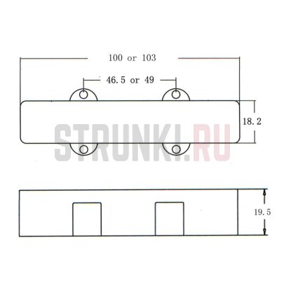 Крышка для звукоснимателя 5тиструнной бас-гитары PARTS, 100мм (общая длина)