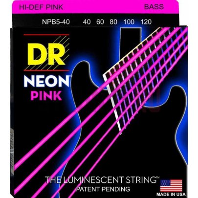 Струны для бас-гитары DR Neon HiDef Pink NPB5-40 40-20