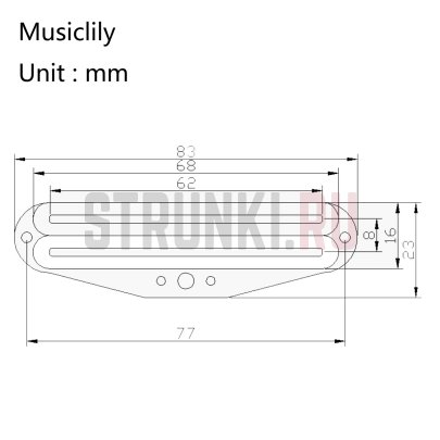 Звукосниматель Musiclily M533, хамбакер рельсовый, черный с хромированными рельсами