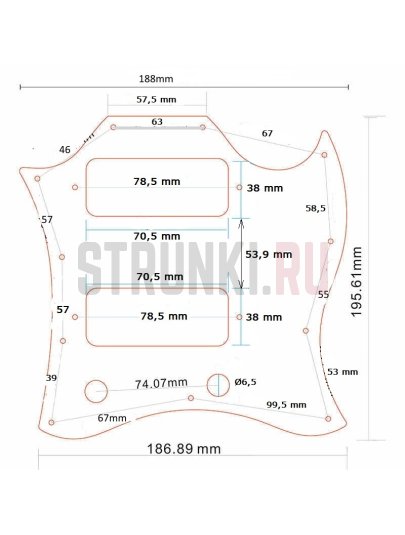 Пластиковая панель, трехслойная, Gibson SG USA, PARTS MX1397WH, белая