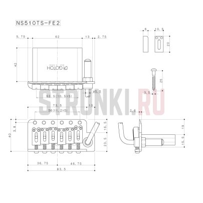 Бридж тремоло GOTOH NS510TS-FE2, черный