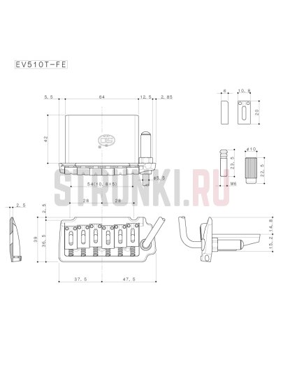 Бридж тремоло GOTOH EV510T-FE, хром