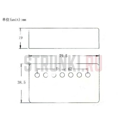 Крышка звукоснимателя для некового хамбакера, PARTS, 7 струн, хром