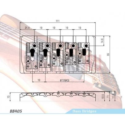 Бридж для бас-гитары Paxphil BB405-CR, хром