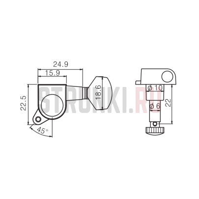 Колки 3+3 Paxphil J-07-3+3-BK, черный