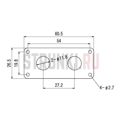 PARTSLAND HJ006-CR панель для джека прямоугольная ДВОЙНАЯ, хром