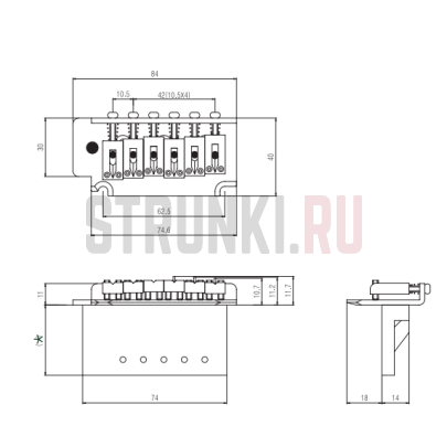Тремоло-система Paxphil BS103C-CR, хром