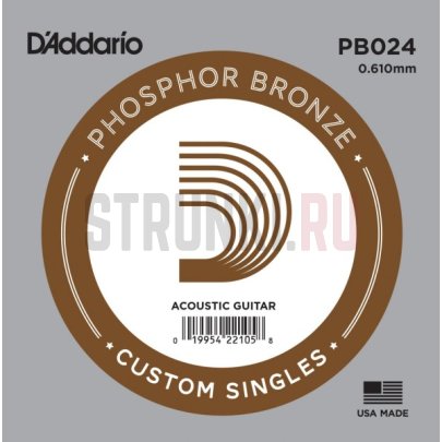 Одиночные струны для акустической гитары D'Addario PB024 Phosphor Bronze 24