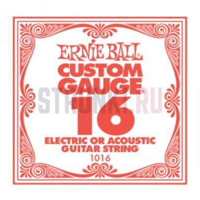 Одиночные струны для акустической гитары Ernie Ball 1016 Custom Gauge 16