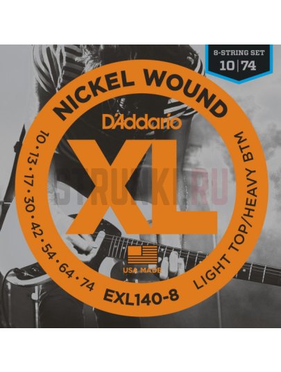 Струны для электрогитары D'Addario EXL140-8 10-74