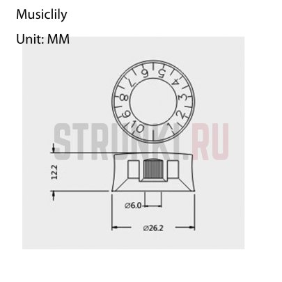 Ручка потенциометра Musiclily M147, Speed style, метрическая, чёрная