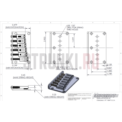 Бридж фиксированный HIPSHOT IBBY HM 4IBF06SS, сталь