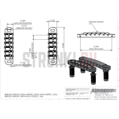 Струнодержатель HIPSHOT 4TM070CT, хром