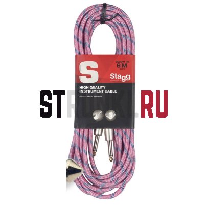 Кабель инструментальный STAGG SGC6VT PK 6м (прямой-прямой)