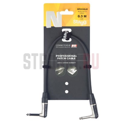 Кабель патч STAGG NPC030LR 0.3 м, (угловой-угловой)