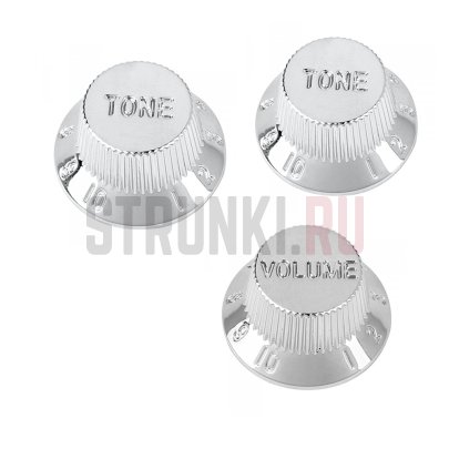 Набор ручек потенциометров Musiclily MX06189, Fender style, метрические, громкость, тон, хром