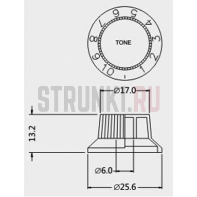 Набор ручек потенциометров Musiclily MX06189, Fender style, метрические, громкость, тон, хром