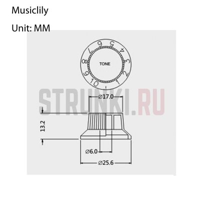 Набор ручек потенциометров Musiclily M150, Fender style, метрические, громкость, тон, чёрные
