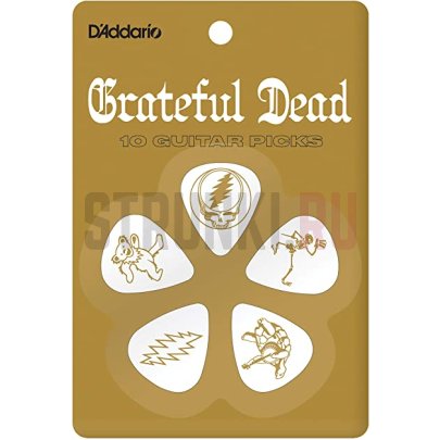 Набор медиаторов Planet Waves 1CWH4-10GD2 Grateful Dead, белые, 0.50 мм, упаковка 10 шт.