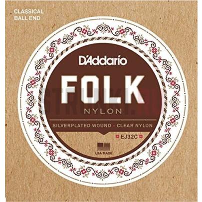 Струны для классической гитары D'Addario Folk Nylon EJ32C 28-45