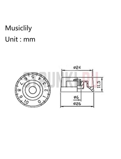 Ручка потенциометра Parts Pro MX1577RD, Speed style, дюймовая, чёрная