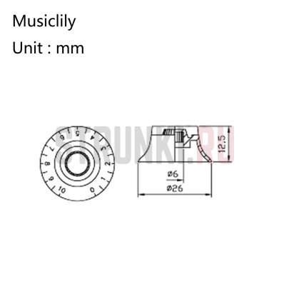 Ручка потенциометра Musiclily MX1560WH, Bell style, дюймовая, белая