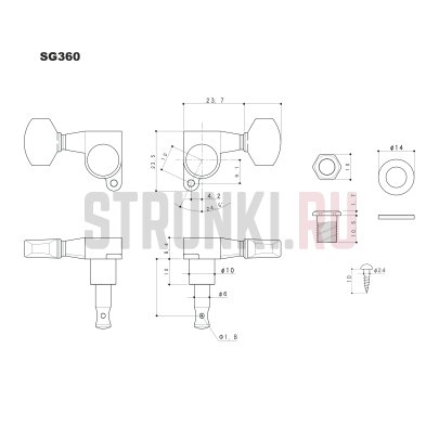Колки 4+3 GOTOH SG360-MGT-20, локовые, хром