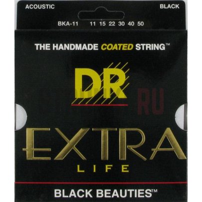 Струны для электрогитары DR Extra Life Black Beauties BKA-11 11-50