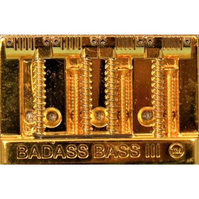 Бридж для бас-гитары Leo Quan Badass Bass III, рифленые седла, золото