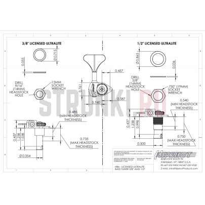 Одиночный басовый HIPSHOT 20675KMC, левый, хром