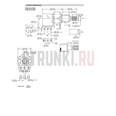 BOURNS PDB183-GTR01-504B0 Push-Pull потенциометр B500K, длина резьбы 9 мм