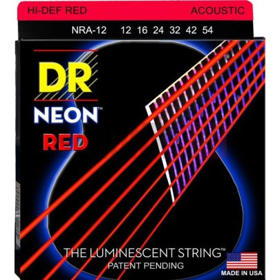 Струны для акустической гитары DR NRA-12 Neon HiDef Red 12-54 12-54