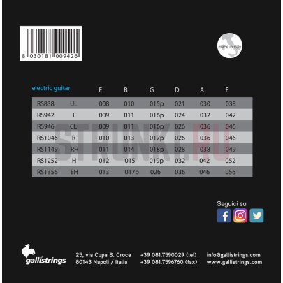Струны для электрогитары Galli Strings RS1046 10-46